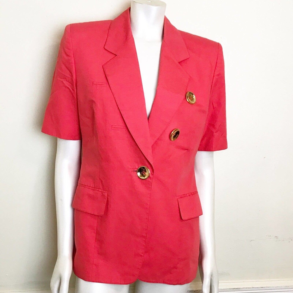 Vintage 80s 90s Gianfranco Ferre Coral Blazer M Gold Buttons Made in Italy